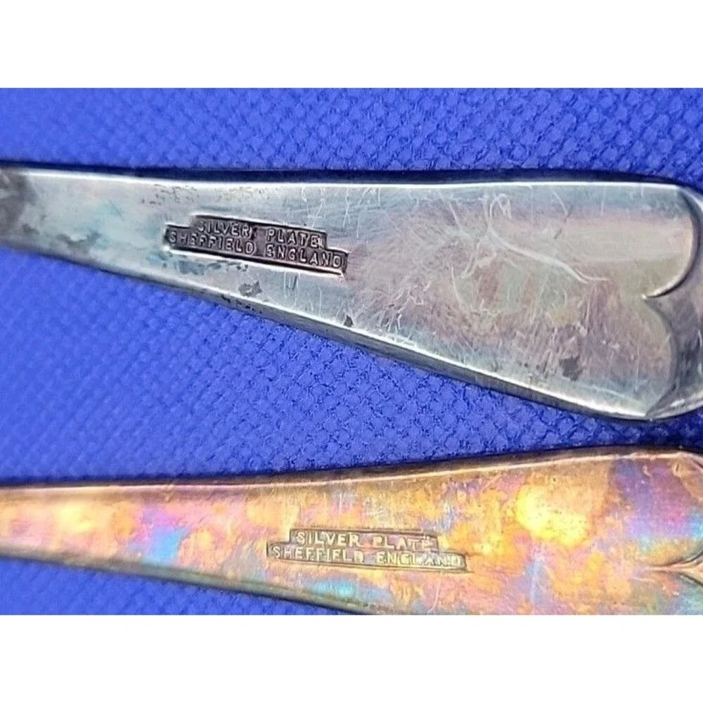 Vintage Silver Plate Salad Fork & Spoon Set Marked Sheffield England 9 inches